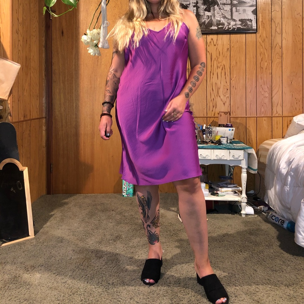 Purple slip dress
